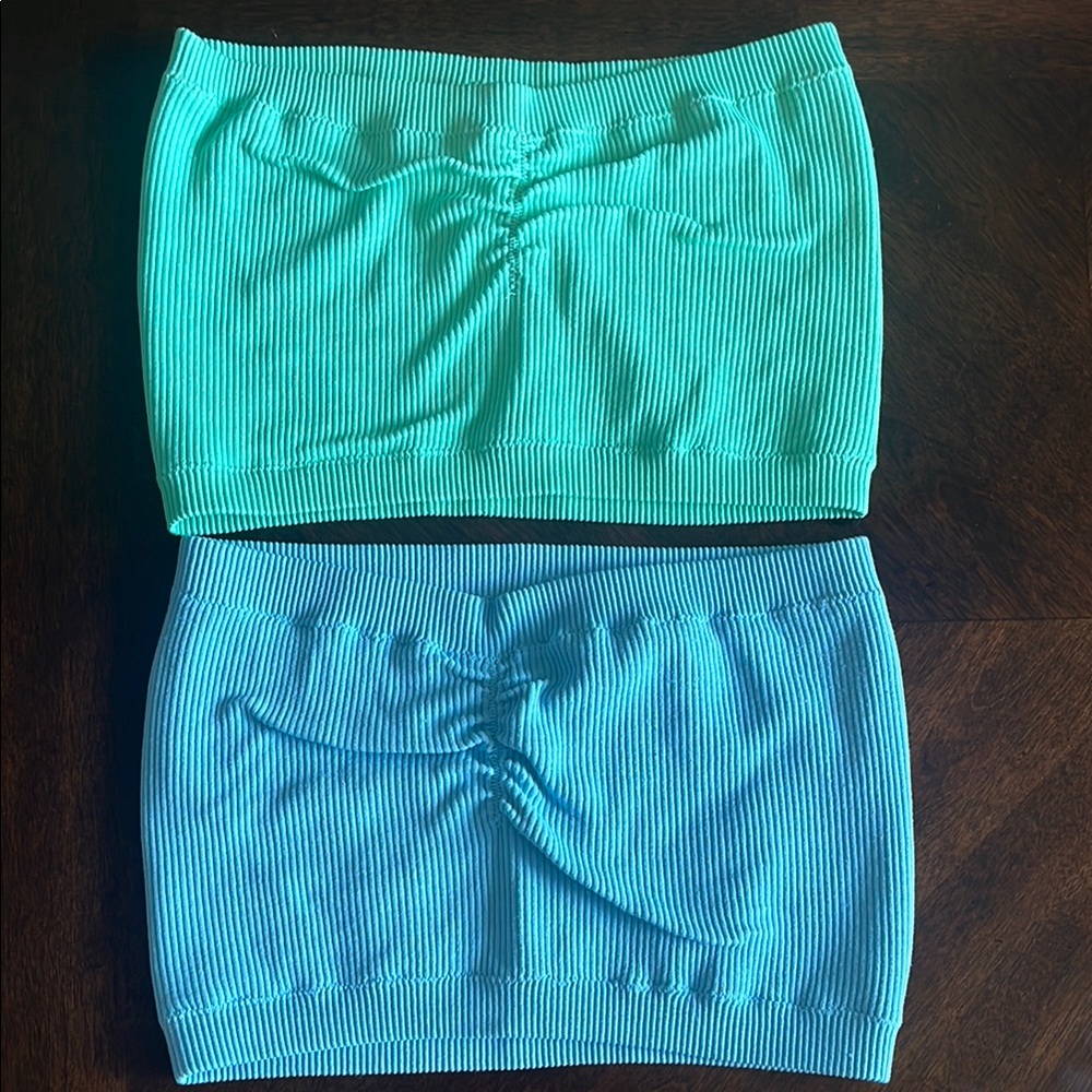 American Eagle Outfitters - A Green & Blue  Ribbed Crop Tops